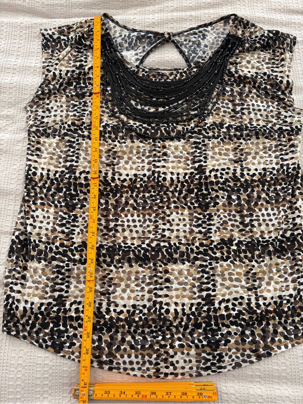 Vintage Cato Animal-Print Scoop Neck Top Attached Beaded Neck 18/20W Y2K Style - Picture 12 of 13